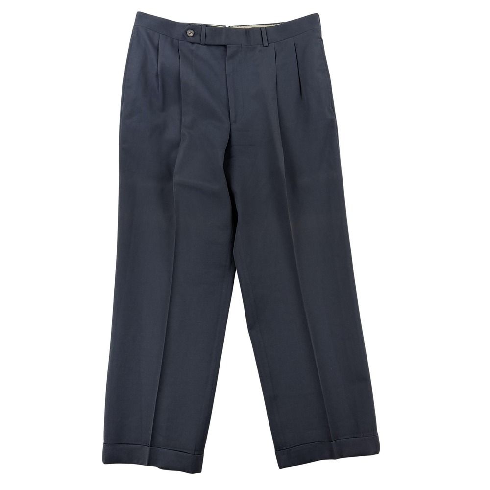 Nordstrom By Corbin Dress Pants Mens 36x30 Blue Regular Fit Wool Cuffed Office